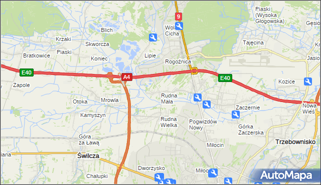 mapa Rudna Mała gmina Głogów Małopolski, Rudna Mała gmina Głogów Małopolski na mapie Targeo