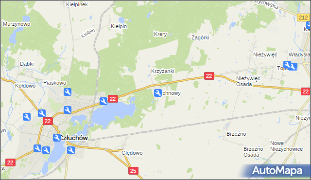 mapa Rychnowy gmina Człuchów, Rychnowy gmina Człuchów na mapie Targeo