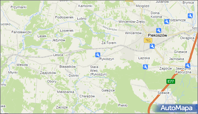 mapa Rykoszyn, Rykoszyn na mapie Targeo