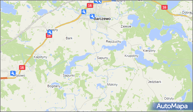 mapa Sapuny, Sapuny na mapie Targeo