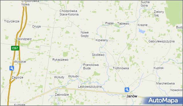 mapa Skidlewo, Skidlewo na mapie Targeo