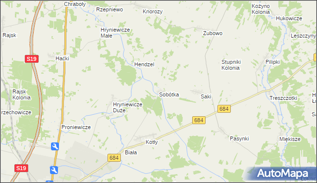 mapa Sobótka gmina Bielsk Podlaski, Sobótka gmina Bielsk Podlaski na mapie Targeo