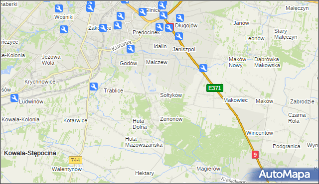 mapa Sołtyków gmina Skaryszew, Sołtyków gmina Skaryszew na mapie Targeo