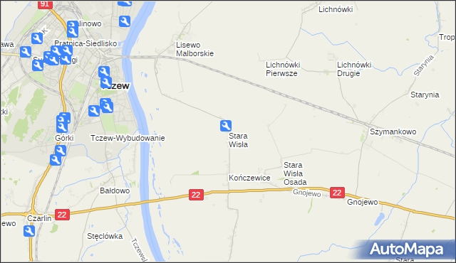 mapa Stara Wisła, Stara Wisła na mapie Targeo