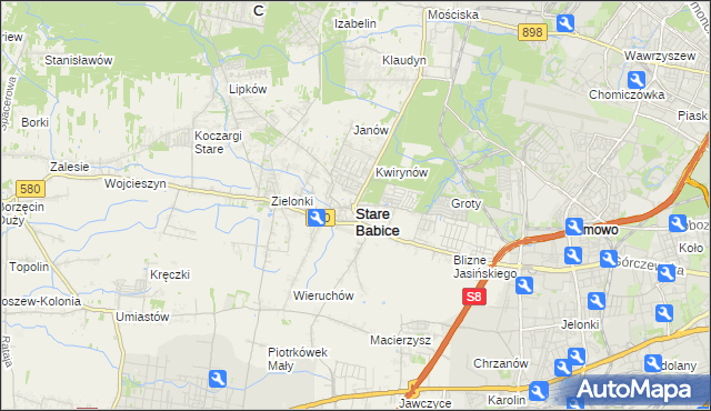 mapa Stare Babice, Stare Babice na mapie Targeo