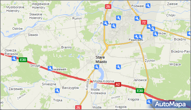 mapa Stare Miasto powiat koniński, Stare Miasto powiat koniński na mapie Targeo