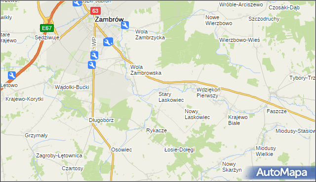 mapa Stary Laskowiec, Stary Laskowiec na mapie Targeo