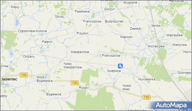 mapa Stefanków gmina Jasieniec, Stefanków gmina Jasieniec na mapie Targeo