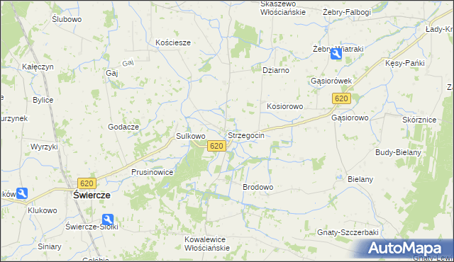 mapa Strzegocin gmina Świercze, Strzegocin gmina Świercze na mapie Targeo