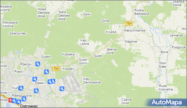 mapa Sudół gmina Bodzechów, Sudół gmina Bodzechów na mapie Targeo
