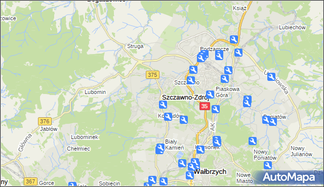 mapa Szczawno-Zdrój, Szczawno-Zdrój na mapie Targeo
