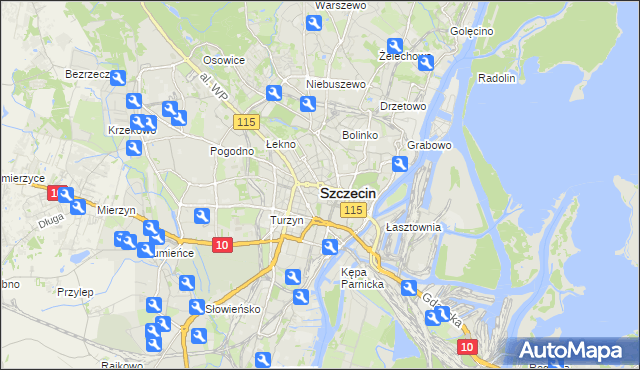 mapa Szczecina, Szczecin na mapie Targeo