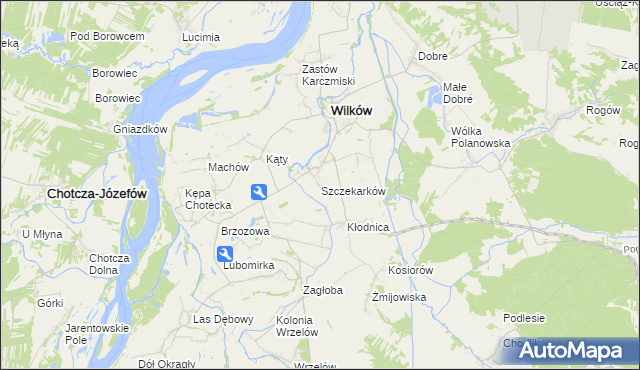 mapa Szczekarków gmina Wilków, Szczekarków gmina Wilków na mapie Targeo