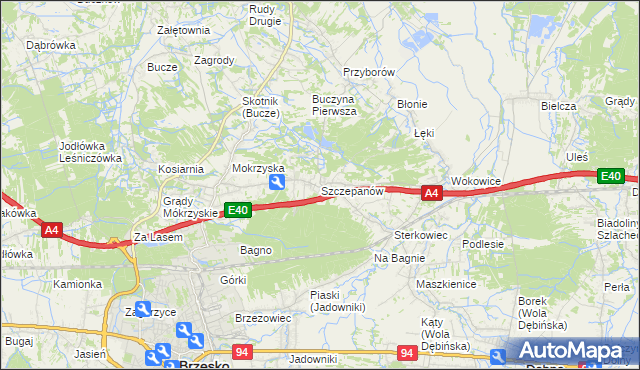 mapa Szczepanów gmina Brzesko, Szczepanów gmina Brzesko na mapie Targeo