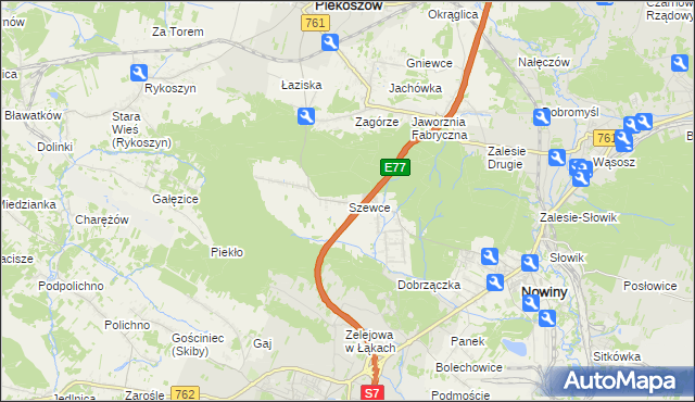 mapa Szewce gmina Sitkówka-Nowiny, Szewce gmina Sitkówka-Nowiny na mapie Targeo