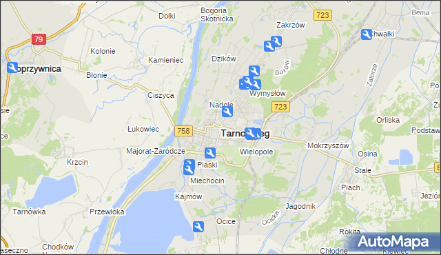 mapa Tarnobrzegu, Tarnobrzeg na mapie Targeo