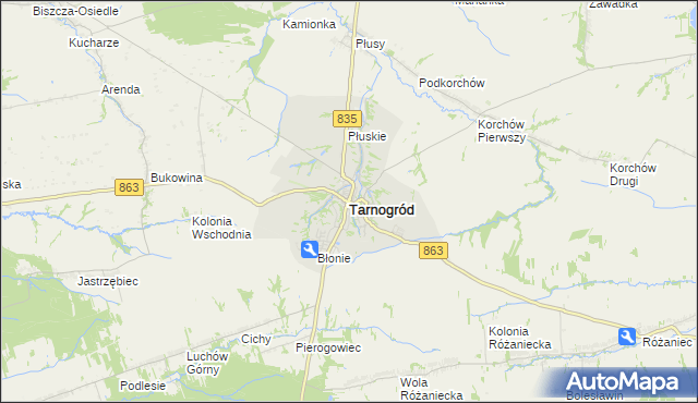mapa Tarnogród, Tarnogród na mapie Targeo
