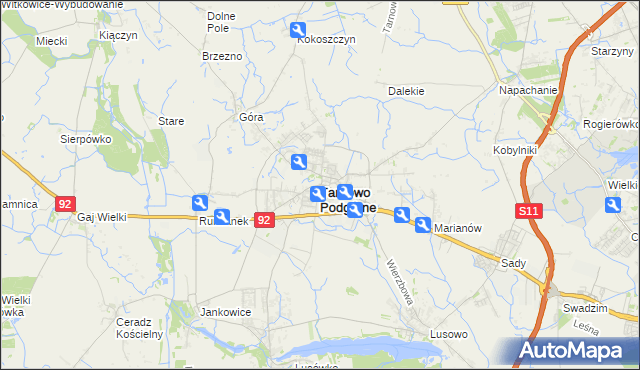 mapa Tarnowo Podgórne, Tarnowo Podgórne na mapie Targeo