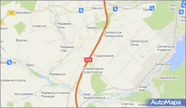 mapa Trojaczkowice, Trojaczkowice na mapie Targeo