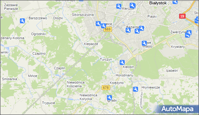 mapa Turczyn gmina Choroszcz, Turczyn gmina Choroszcz na mapie Targeo
