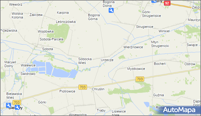 mapa Urzecze gmina Zduny, Urzecze gmina Zduny na mapie Targeo