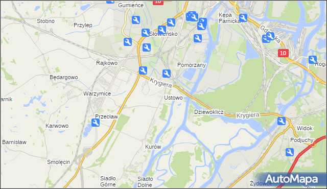 mapa Ustowo, Ustowo na mapie Targeo