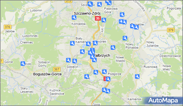 mapa Wałbrzycha, Wałbrzych na mapie Targeo