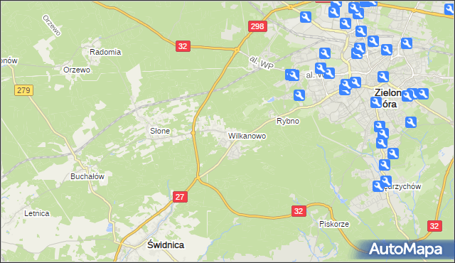 mapa Wilkanowo gmina Świdnica, Wilkanowo gmina Świdnica na mapie Targeo
