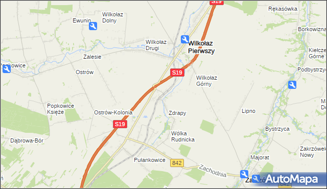 mapa Wilkołaz-Stacja Kolejowa, Wilkołaz-Stacja Kolejowa na mapie Targeo