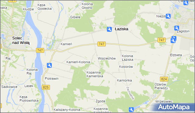 mapa Wojciechów gmina Łaziska, Wojciechów gmina Łaziska na mapie Targeo