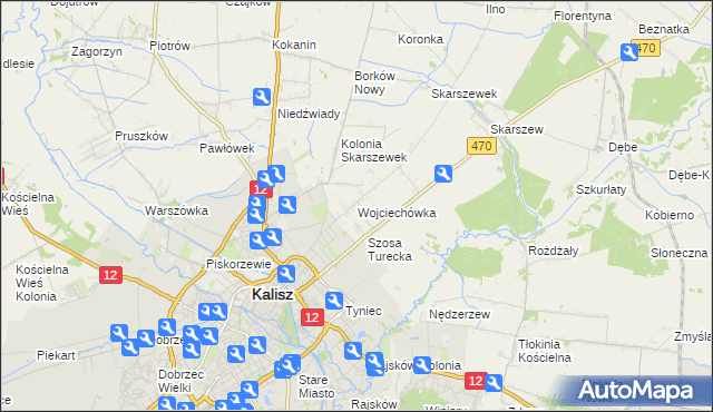 mapa Wojciechówka gmina Żelazków, Wojciechówka gmina Żelazków na mapie Targeo