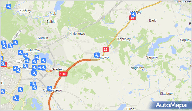 mapa Wójtowo gmina Barczewo, Wójtowo gmina Barczewo na mapie Targeo