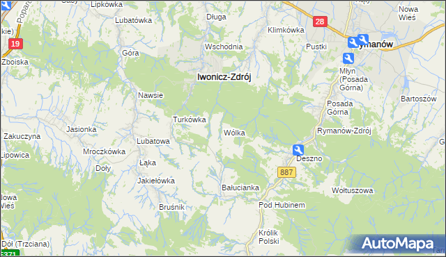 mapa Wólka gmina Rymanów, Wólka gmina Rymanów na mapie Targeo