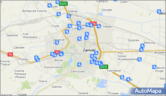 mapa Zamościa, Zamość na mapie Targeo