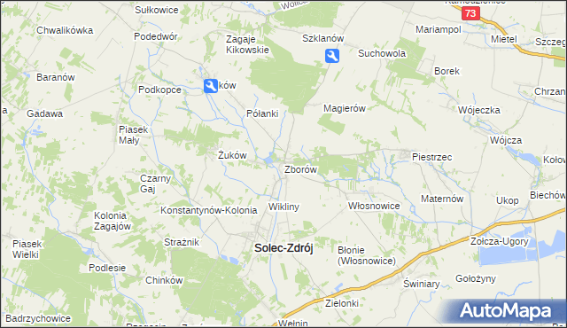 mapa Zborów gmina Solec-Zdrój, Zborów gmina Solec-Zdrój na mapie Targeo