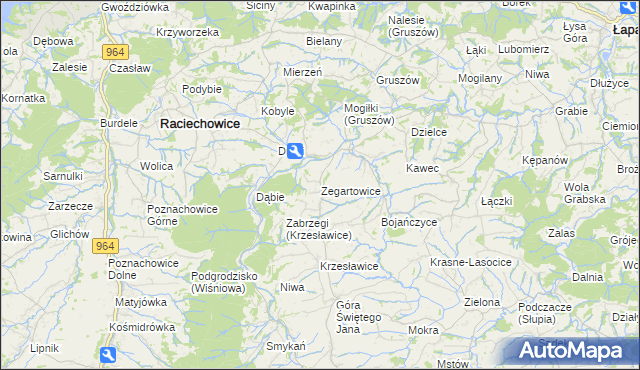 mapa Zegartowice gmina Raciechowice, Zegartowice gmina Raciechowice na mapie Targeo