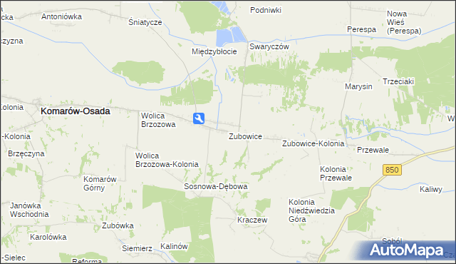 mapa Zubowice, Zubowice na mapie Targeo