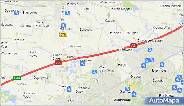 mapa Żuków gmina Grodzisk Mazowiecki, Żuków gmina Grodzisk Mazowiecki na mapie Targeo