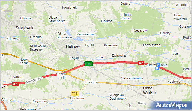 mapa Cisie gmina Halinów, Cisie gmina Halinów na mapie Targeo