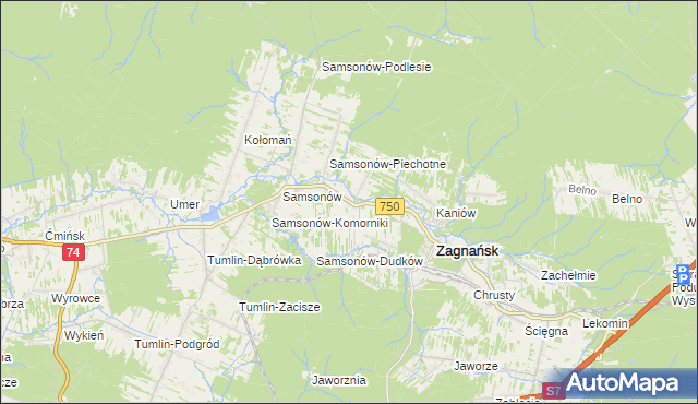 mapa Janaszów gmina Zagnańsk, Janaszów gmina Zagnańsk na mapie Targeo