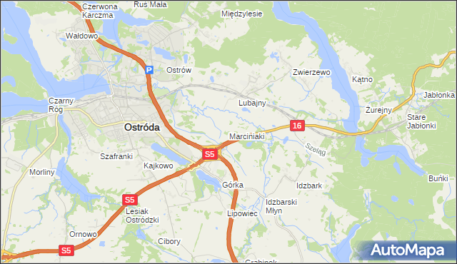 mapa Marciniaki, Marciniaki na mapie Targeo