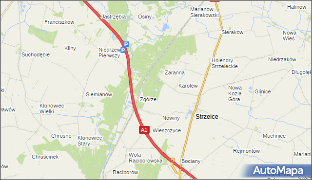 mapa Strzelce Osada Leśna, Strzelce Osada Leśna na mapie Targeo