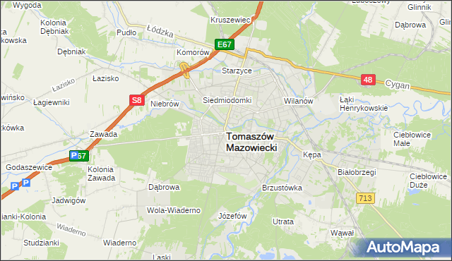 mapa Tomaszów Mazowiecki, Tomaszów Mazowiecki na mapie Targeo