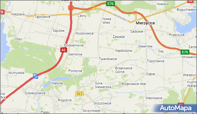 mapa Twardowice, Twardowice na mapie Targeo
