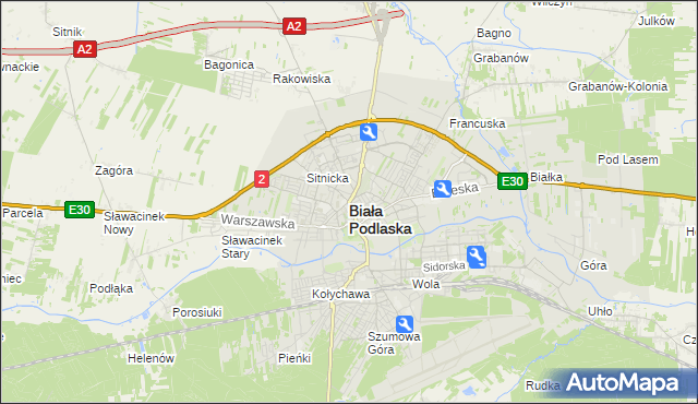 mapa Białej Podlaskiej, Biała Podlaska na mapie Targeo