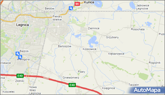 mapa Koskowice, Koskowice na mapie Targeo