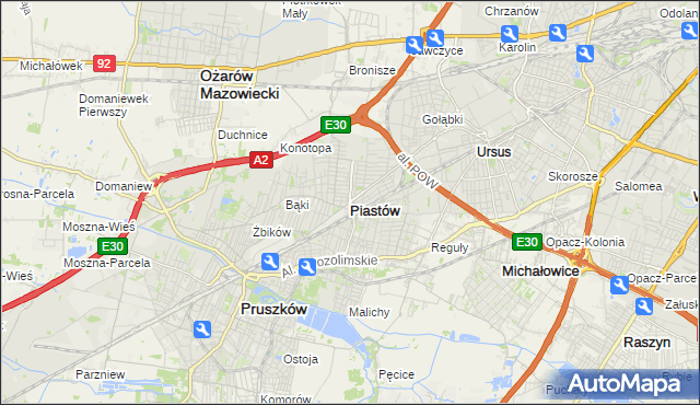 mapa Piastów powiat pruszkowski, Piastów powiat pruszkowski na mapie Targeo
