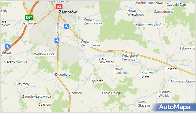 mapa Stary Laskowiec, Stary Laskowiec na mapie Targeo