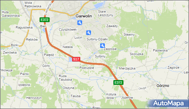 mapa Sulbiny, Sulbiny na mapie Targeo