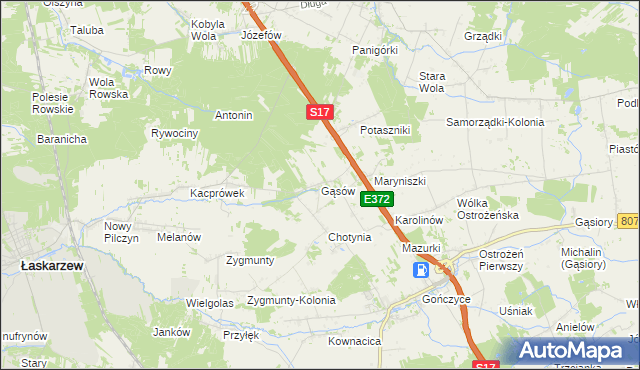 mapa Gąsów, Gąsów na mapie Targeo